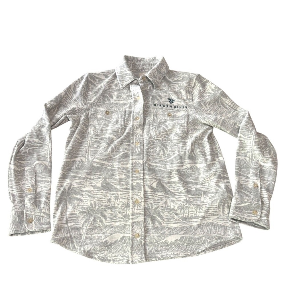 Faherty Legend Sweater Shirt XS Grey Palm Knit Kiawah River Resort Button Up NWT